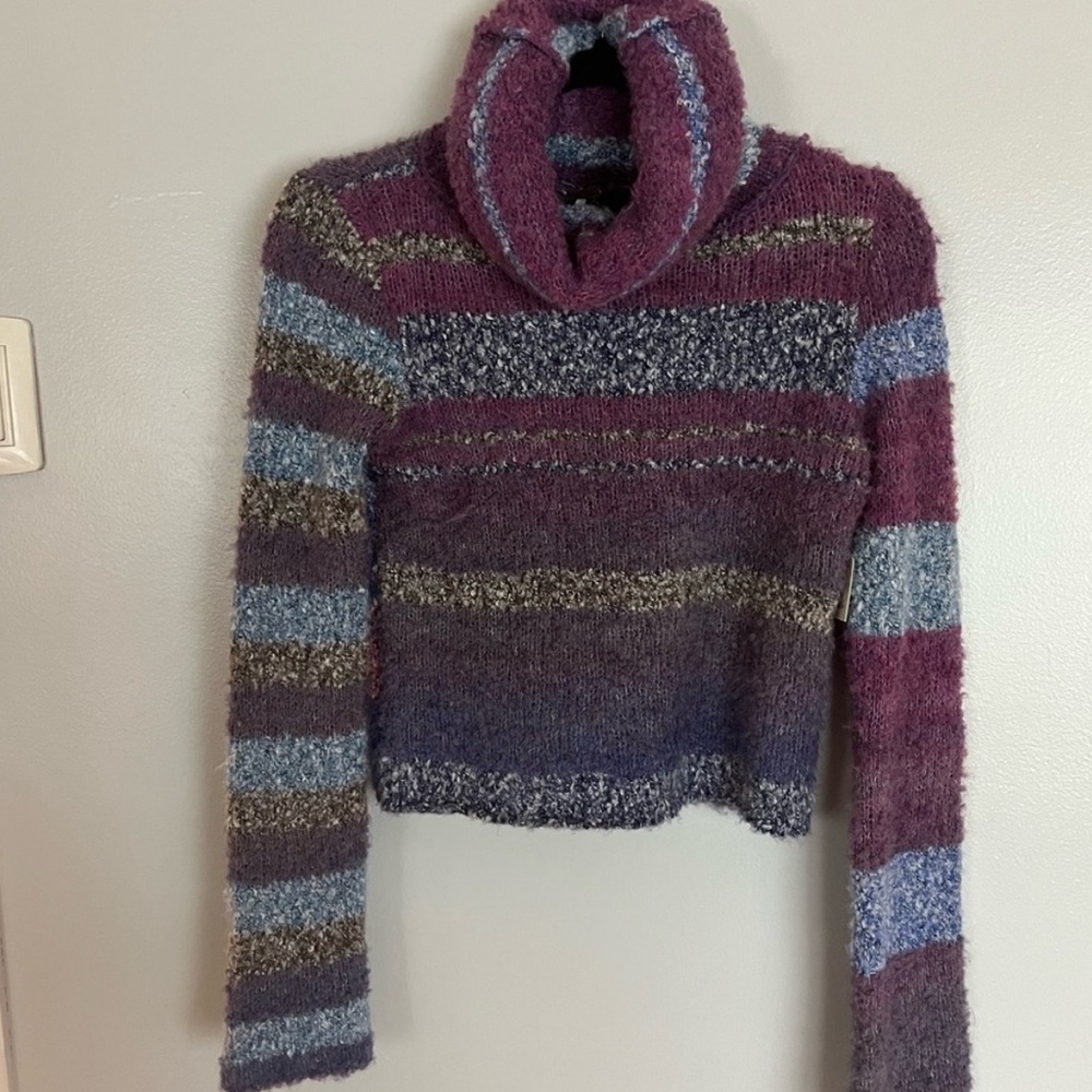 Free People boucle turtleneck striped sweater